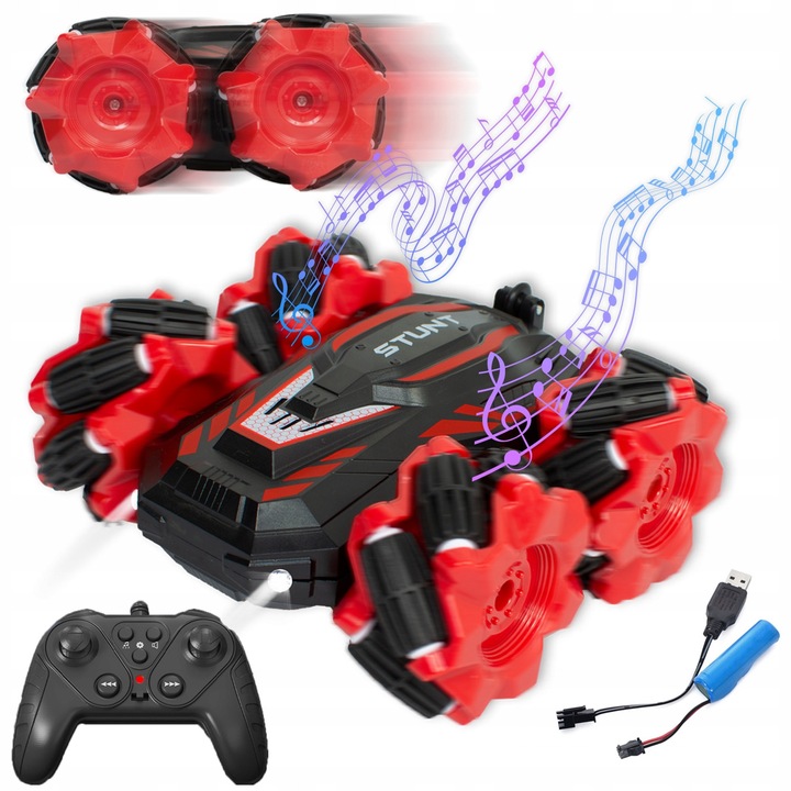 Masinuta RC 4x4 cu roti mari, 360°, set complet, Heckermann, 13.5x13.5x6.5cm