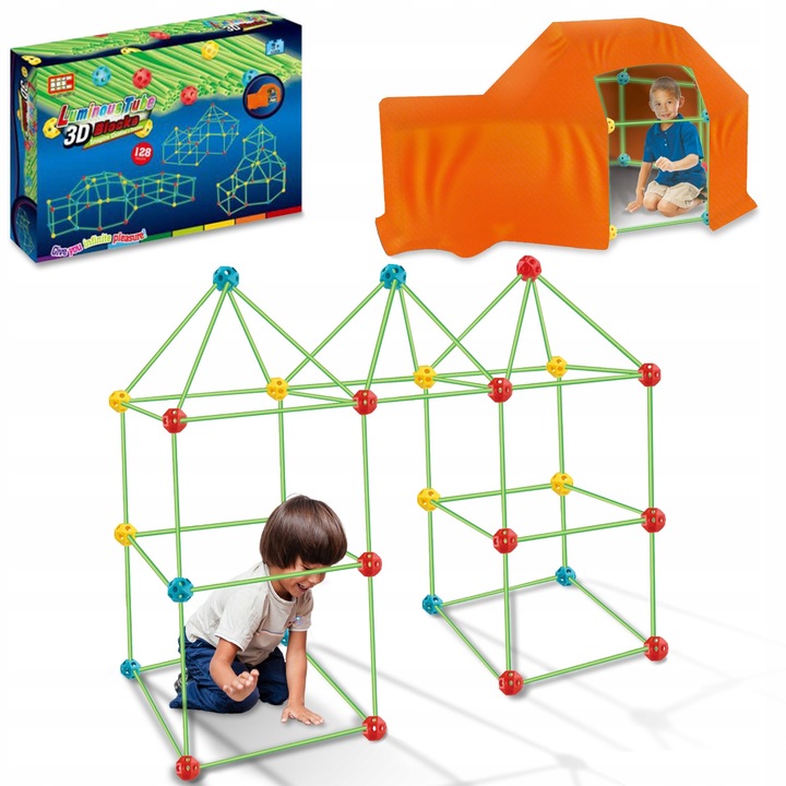 Конструктор Heckermann, 80 флуоресцентни тръби, 48 конектора, одеяло 160x120см