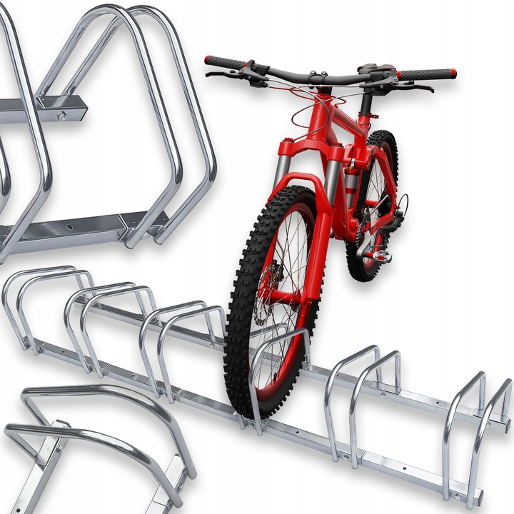 Стойка за съхранение на велосипеди Heckermann, 6 места, поцинкована стомана, устойчива на атмосферни влияния, монтаж на стена или под