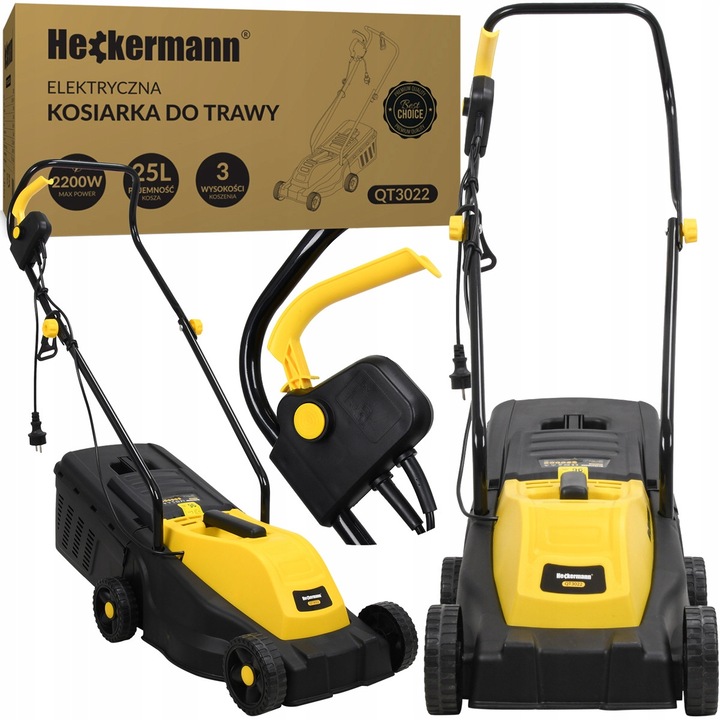 Heckermann QT3022 elektromos fűnyíró, 2200W, 32cm, 25L, könnyű
