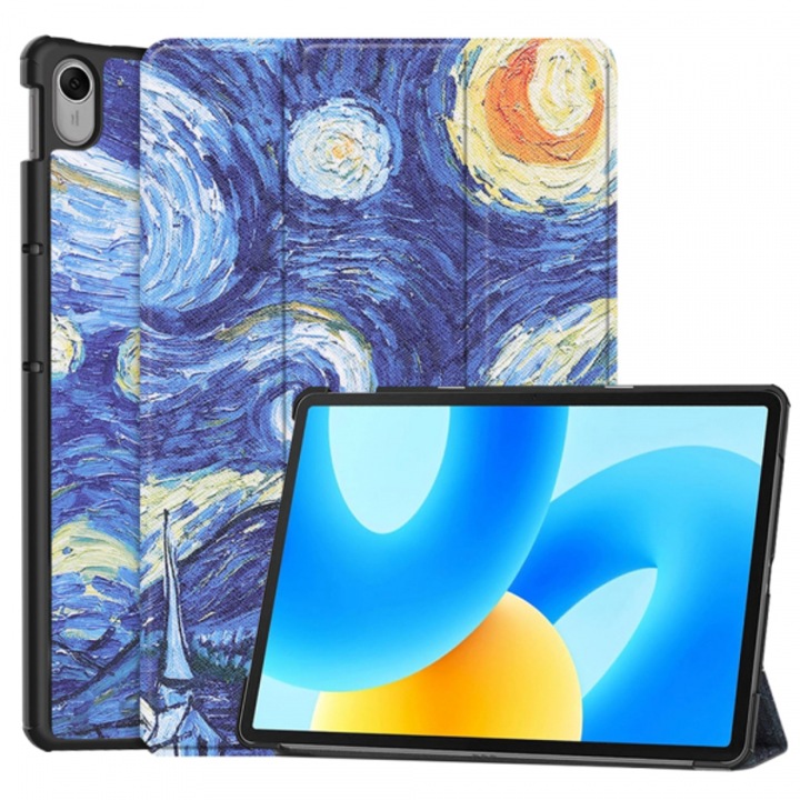 Husă multicoloră pentru tabletă Stef's Cat, model FoldPro Starry Night, 11.5 inch, material silicon/TPU