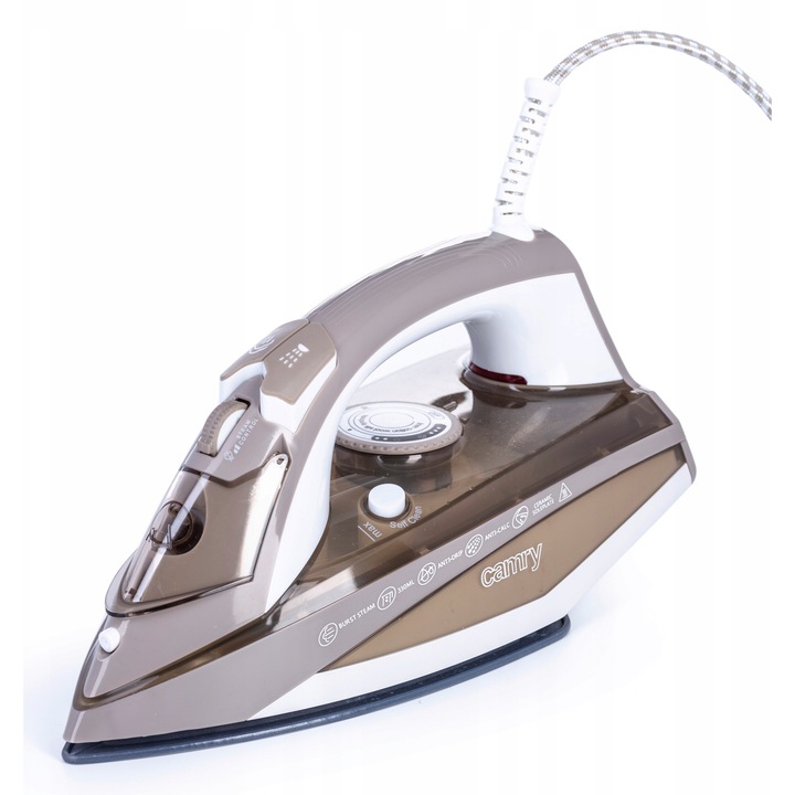 Fier de calcat cu abur Camry CR 5018, 3000W, ceramica, alb-bej, 320ml