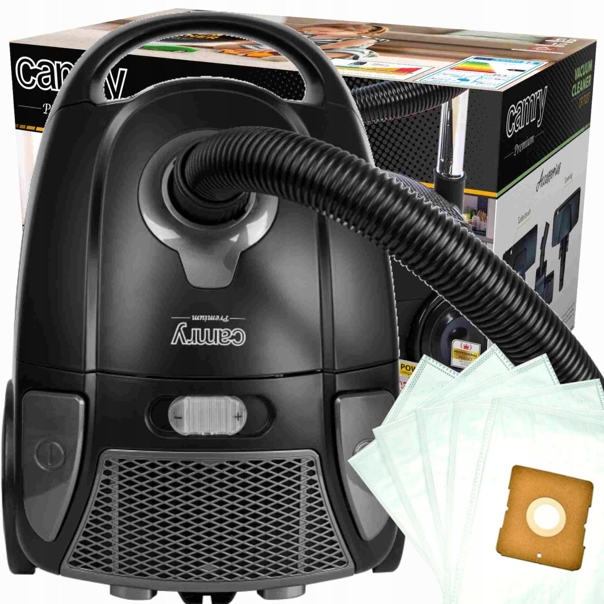 Aspirator cu sac Camry CR 7037, 800W, 3l, filtru Hepa 12, 68dB, 7m, accesorii incluse