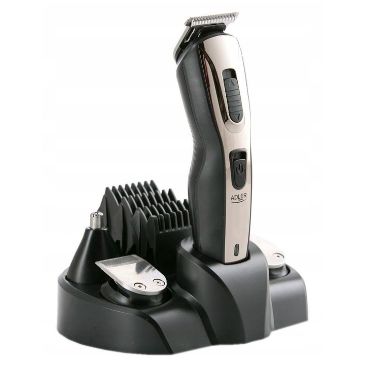 Aparat de tuns 5 in 1 Adler, strunga, tuns, trimmer, 48W, cu 5 capete interschimbabile, alimentare acumulator, suport de incarcare