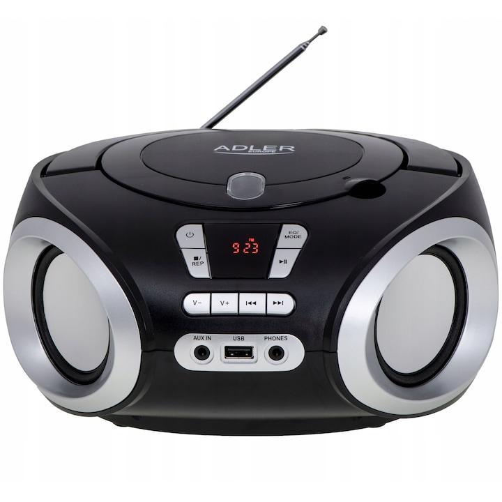 Radio boombox portabil Adler AD 1181, 3.4W, USB, CD, negru