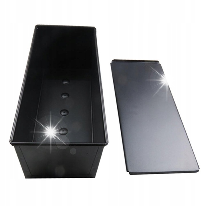 Forma de copt pentru paine, 32x14x12cm, neagra, din otel inoxidabil, cu capac