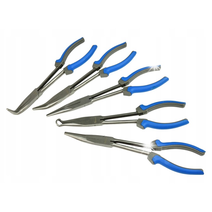 Комплект дълги клещи Geko 280 мм, 5 части, прави и извити