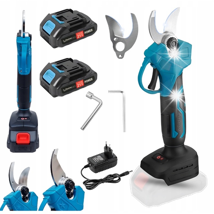 Set foarfeca de gradina cu acumulator, taiere pana la 25mm, 2 acumulatori, 2.1kg