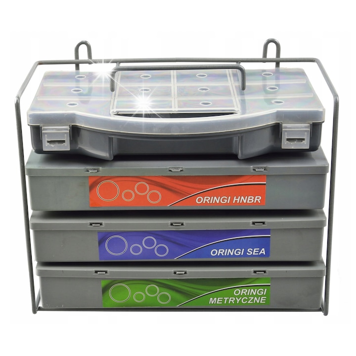 Set inele o-ring HNBR, Geko, 900 bucati, rezistente la ulei, -30 pana la +150C