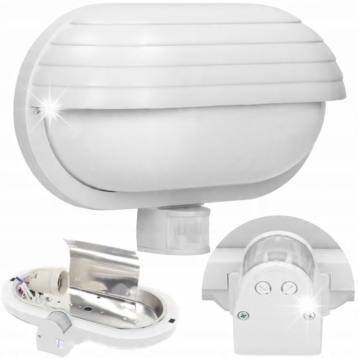 Външна лампа Вироне със сензор за движение и сензор за тъмнина, бял, 265x185x105мм, комплект 1 бр.