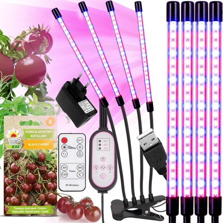 Lampa LED pentru plante, Heckermann, Home&Garden, 4 capete, 80 LED, 1200 lumeni