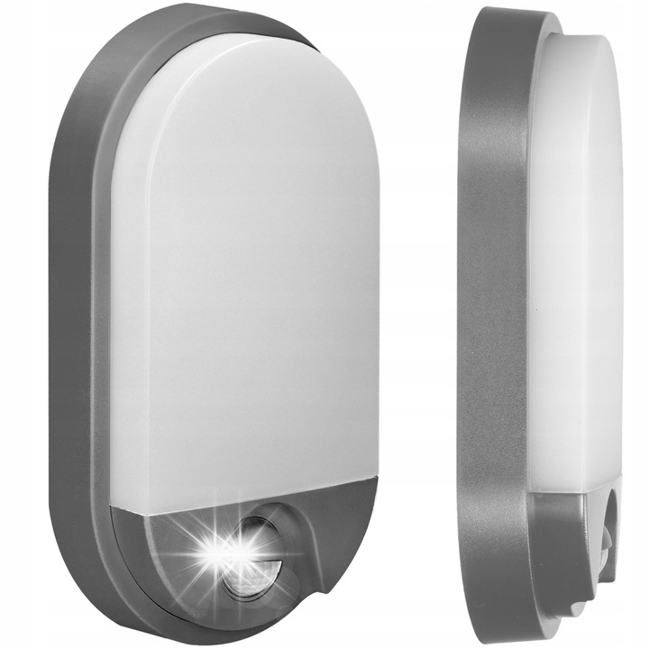 Aplica exterioara LED Adviti, model AD-OP-6147GLPMR4, 15W, senzor de miscare si senzor de intuneric, gri, set 1 buc.
