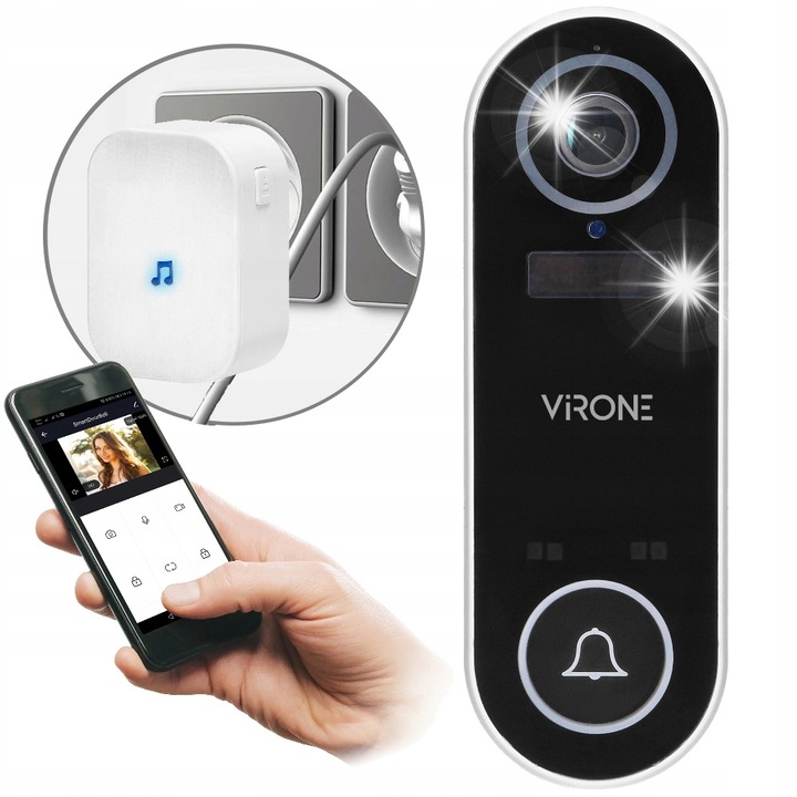 Sonerie video wireless LAYO, Full HD, WiFi, Negru