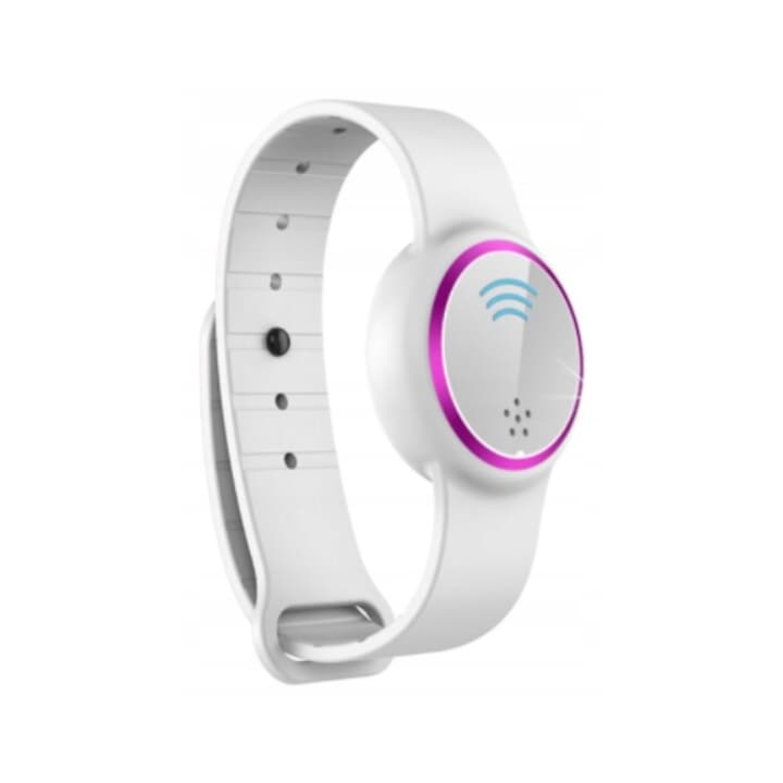 Bratara ultrasonica impotriva tantarilor, NoBzzz, alb/roz, 3 moduri, IP67