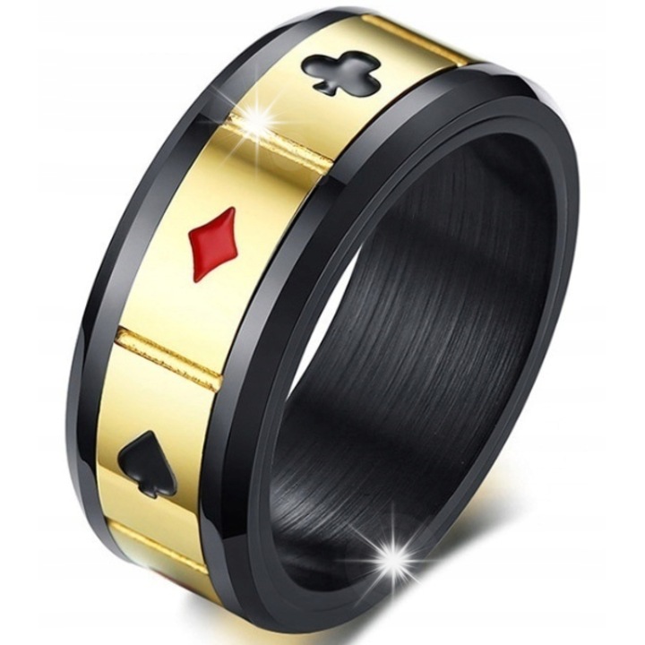 Inel din inox, ITIMPORT, model 213, auriu/negru