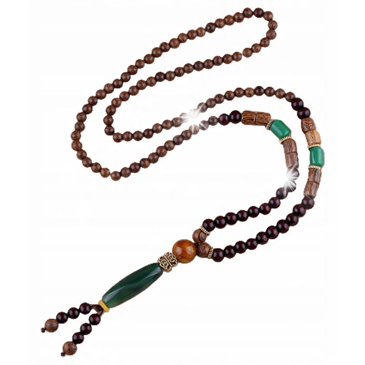 Colier din lemn cu margele, ITIMPORT, model EL73, 88-90cm, multicolor