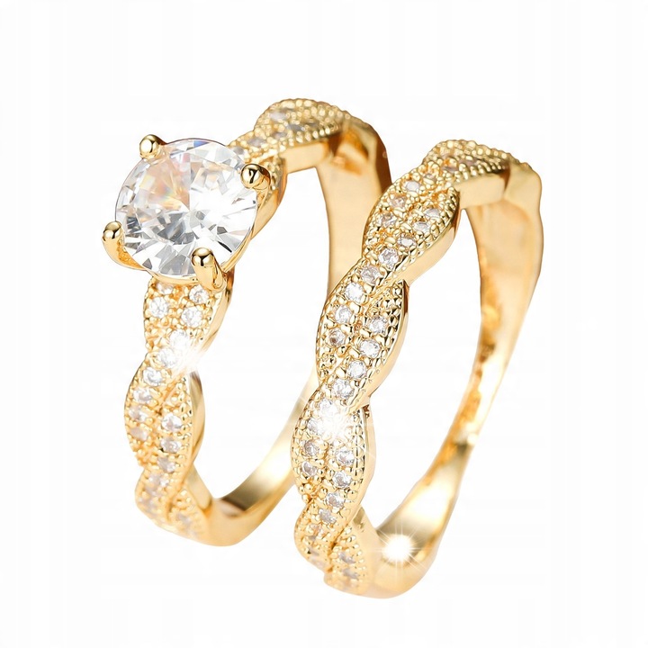 Set 2 inele WOLFRING din otel inoxidabil 316L, aurii, marimi 17/19