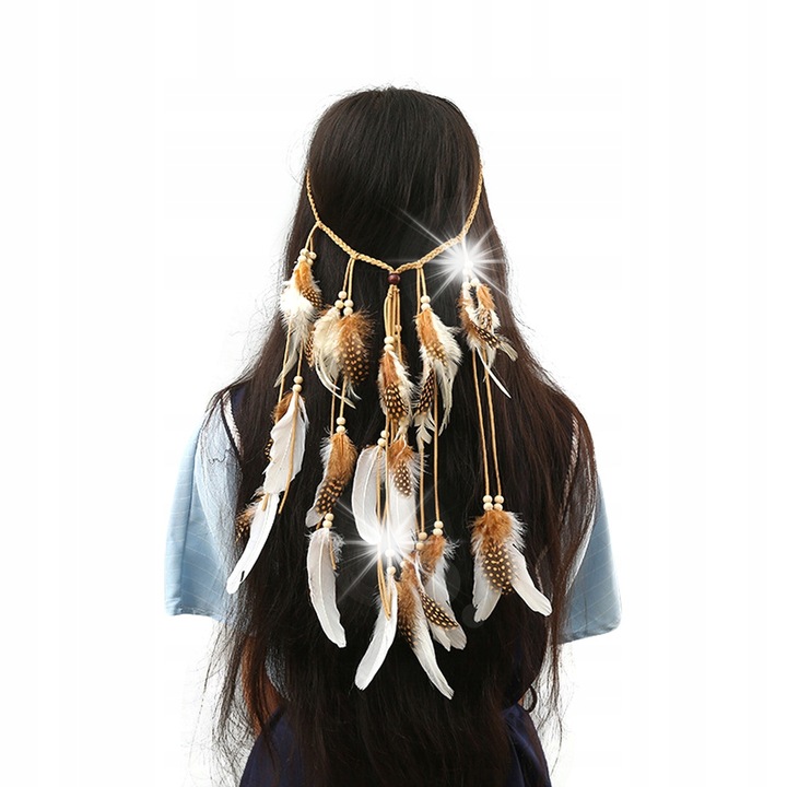 Accesoriu par, ITIMPORT, opasa cu pene, multicolor, 50x64cm