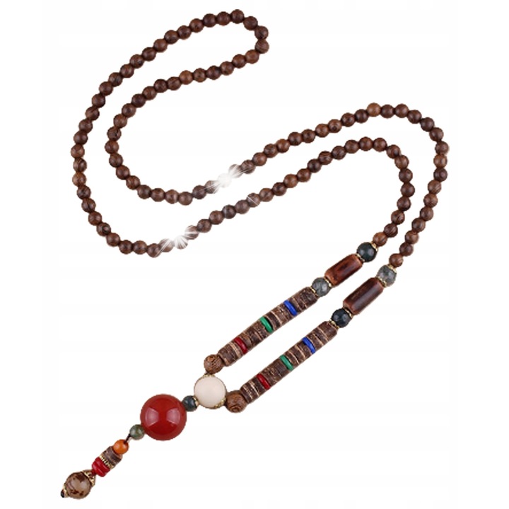 Colier dama, ITIMPORT, model EL76, 88-90cm, lemn si rasina, multicolor