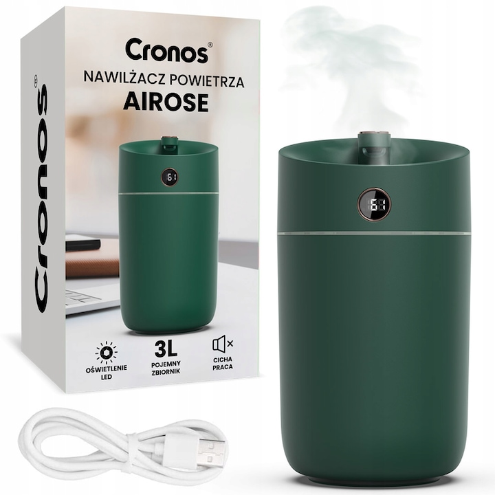 Umidificator Cronos cu efect de flacara, 2 culori de iluminare, 250ml, 16x10,5x7,5cm