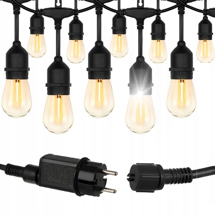 Ghirlanda LED pentru decorare gradina, 10m, 10 LED-uri, alb cald, rezistenta la intemperii