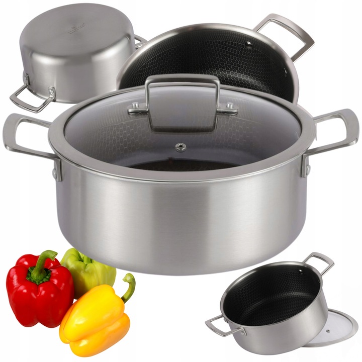 Rozsdamentes acél edény fedővel, Edenberg, 20 cm, 2,8 L, tapadásmentes, karcálló