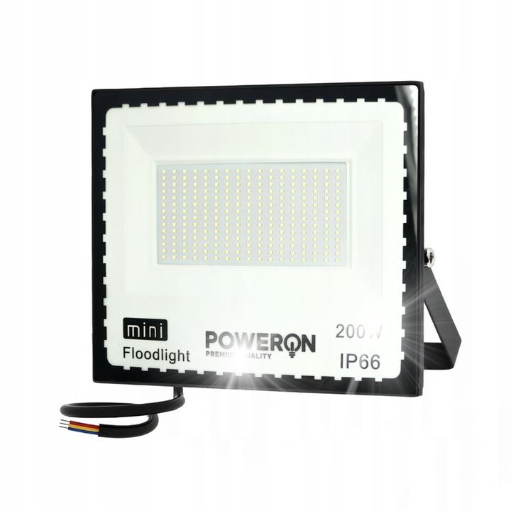 Proiector LED 200W, 18000 lm, IP66, 6500K, negru, 27x4x33cm