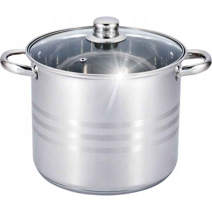 Edenberg rozsdamentes acél fazék, 4L, magas, üvegfedővel, 16,5x18cm