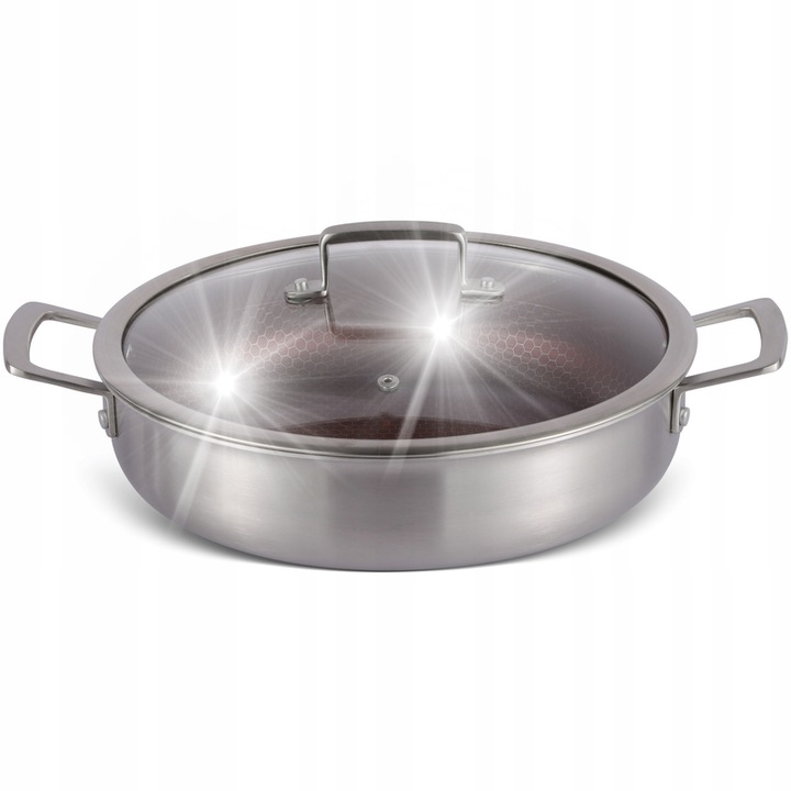 Tigaie cu capac 2,8 l, Edenberg, inox, 24 cm, antiaderent