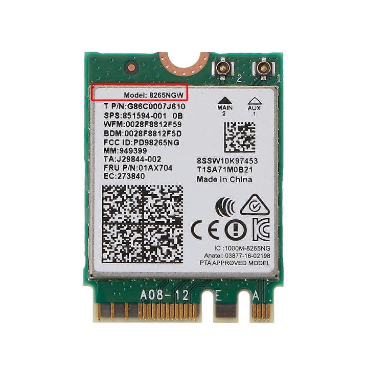 Card WiFi Dual Band 8265NGW, 2.4/5GHz, Bluetooth 4.2, 3x2.2cm, multicolor