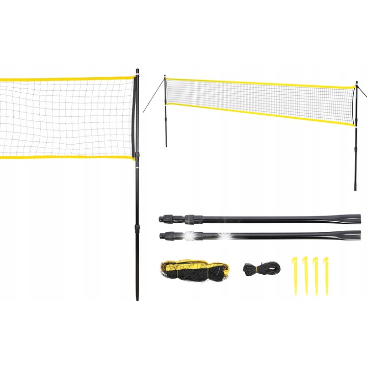 Nils Extreme badmintonháló, 6,3m x 1,2-1,6m, hordtáskával, szabadtéri kikapcsolódáshoz