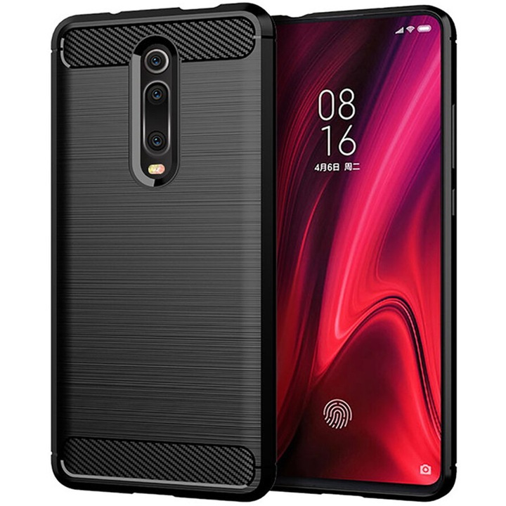 Husă pentru telefon Techsuit, Carbon Silicone, neagră, pentru Xiaomi Mi 9T / Mi 9T Pro / Redmi K20 / Redmi K20 Pro