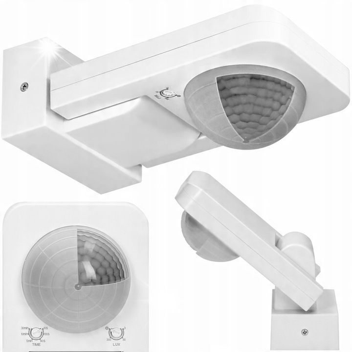 Senzor de miscare Orno, alb, 20m. 2000W, IP65