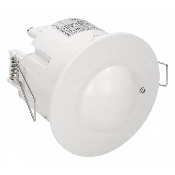 Senzor de miscare cu microunde Orno, 1200W, 360°, alb, montaj sub tencuiala, dimensiuni 76x75,4mm