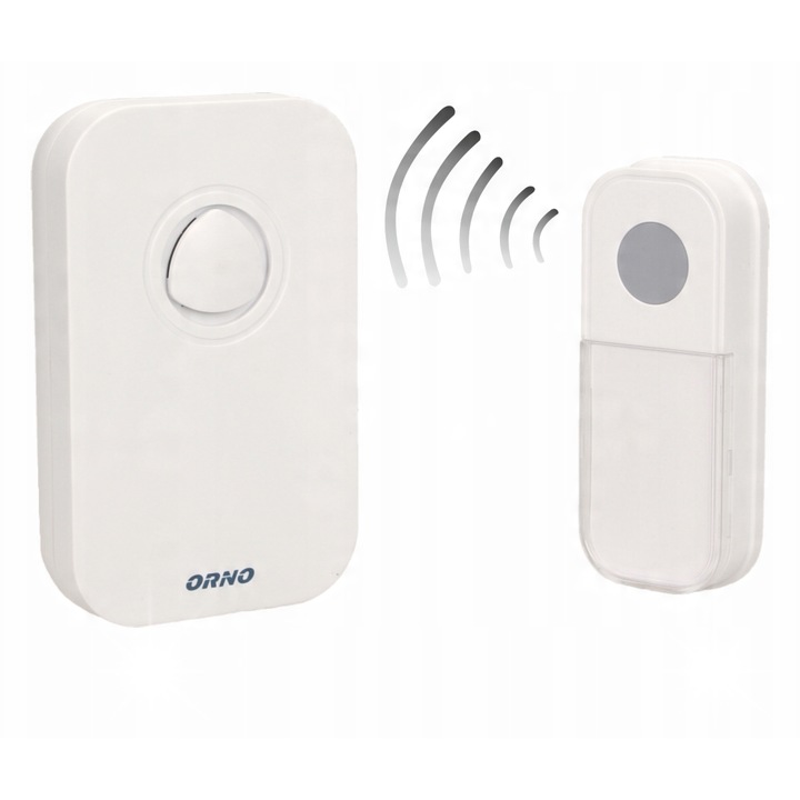 Безжичен електрически звънец Orno Fado, 80м, IP44, 230V, комплект с приемник и предавател