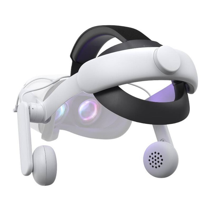 Pasek VR cu casti Kiwi Design QA01, alb, impermeabil, pentru Meta Quest 2