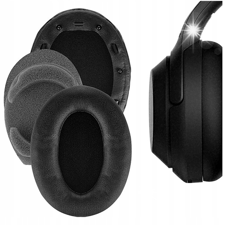 Padele pentru casti SUPERO WH-1000XM3, piele sintetica, confort sporit, culoare argintie/gri