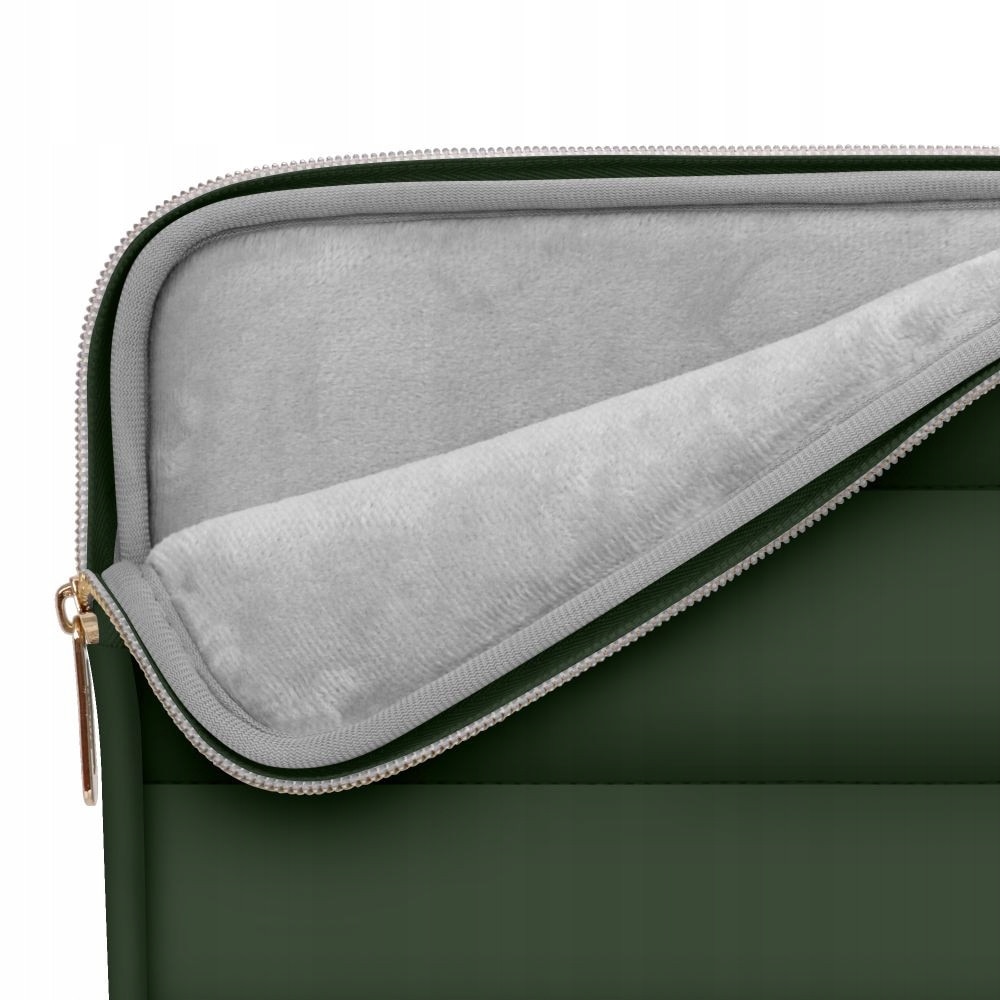 Set Etui Tech-Protect Puffy pentru laptop 15-16 inch, verde armata, dimensiuni 40,6x30x2,5cm si 21x14,5cm