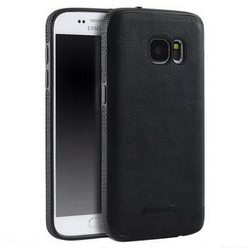 Husa de protectie Samsung Galaxy S6 Edge, Leather, Negru