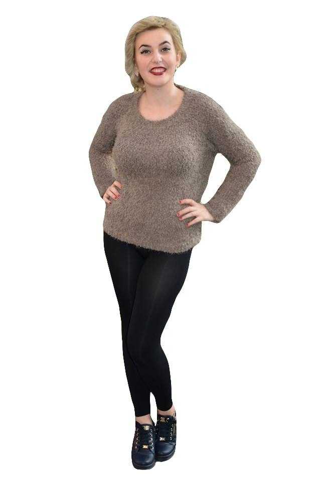 Bluza moderna, tricotata, cu insertie de voal in spate,D&J Exclusive, Kaki