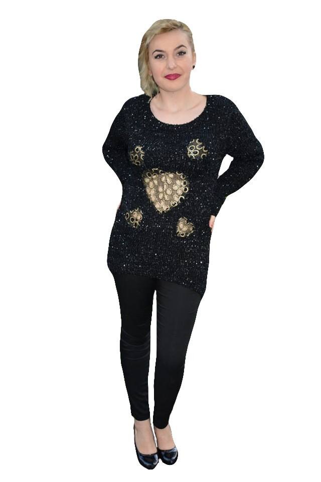 Bluza deosebita de toamna-iarna din material tricotat,D&J Exclusive, Negru