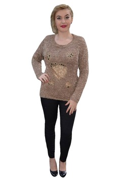 Bluza deosebita de toamna-iarna din material tricotat,D&J Exclusive, Bej Bluza deosebita de toamna-iarna din material tricotat,D&J Exclusive, Bej