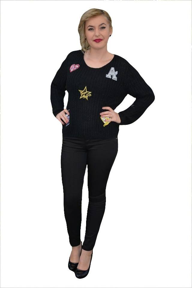 Bluza calduroasa cu design,D&J Exclusive, Negru