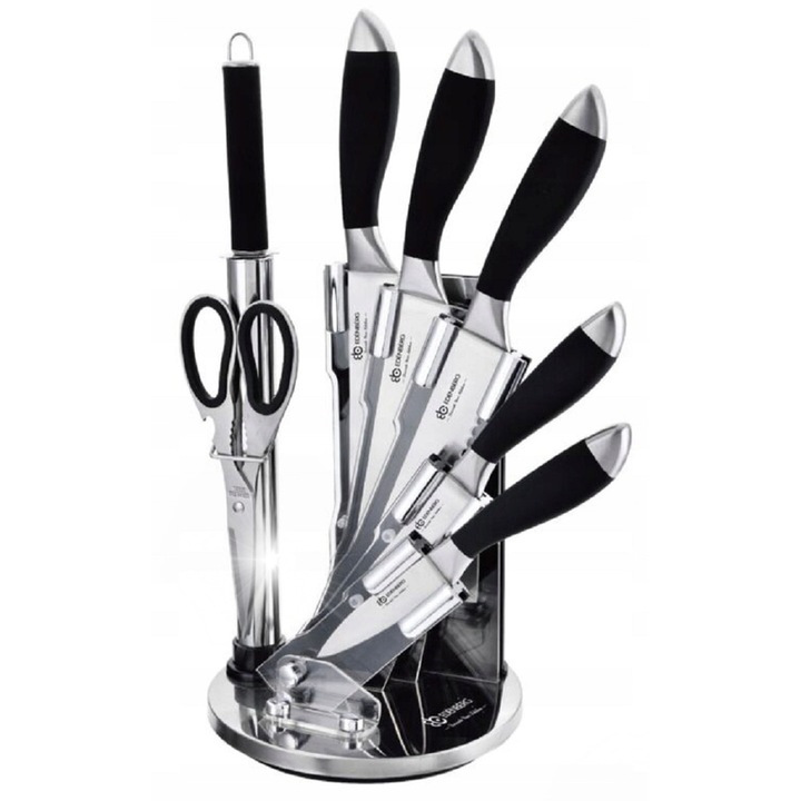 Set de cutite de bucatarie Zilner ZL-5111, inox, 8 piese, cu suport