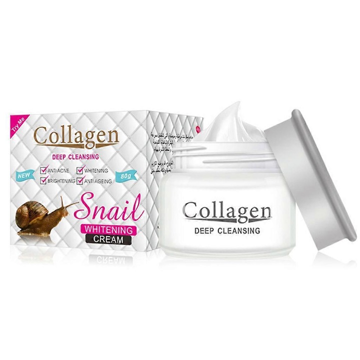 Crema de fata cu colagen de melc, 80g, hidratanta, anti-imbatranire, alba, 76x76x65mm