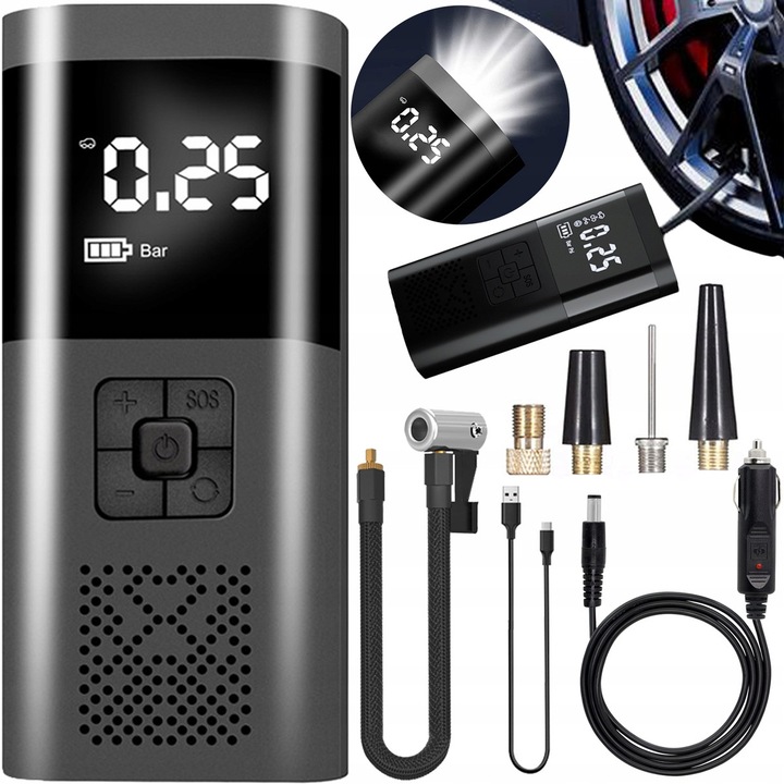 Pompa portabila electrica fara fir Heckermann, negru, 17,7x7,8x5 cm