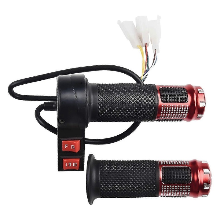 Set manere acceleratie pentru biciclete electrice, rosu, 12cm, antiderapant