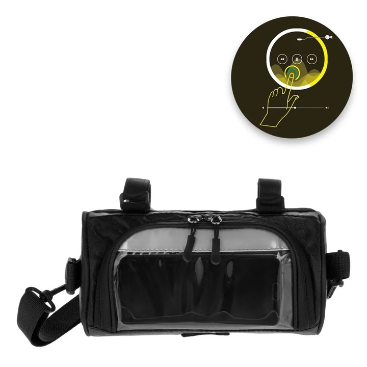 Husă pentru telefon mobil cu suport de bicicletă, Vervo.ro, impermeabil, dimensiuni 22x12x12cm, neagră