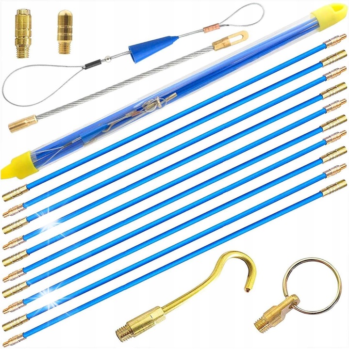 Set de 10x Stalpi din fibra de sticla pentru tragerea cablurilor, 4mm, cu 6 capete, 1m fiecare