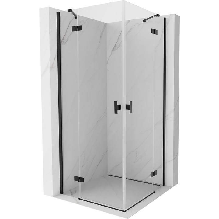 Mexen Mist H Duo cabina de dus cu usi batante 75 x 75 cm, transparenta, neagra - 8A5-075L-075P-70-00